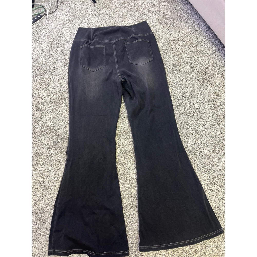 Halara Flex Crossover Waist Flare Jeans Charcoal Faded Black Womens XL NEW - Picture 9 of 10